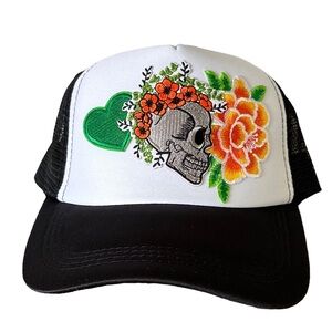 Trucker Hat with Embroidered Patches